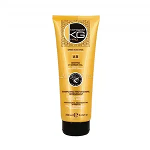 Shampoing professionnel régénérant sans sulfates à la kératine et extrait d'ail pour cheveux traités, lissés et abimés, AB, Keragold, 250ml