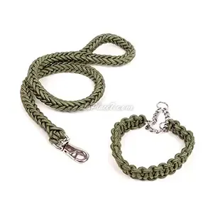 Collier et laisse pour chien en tissu tressé, Grand chien, BisHis, Laisse 130cm