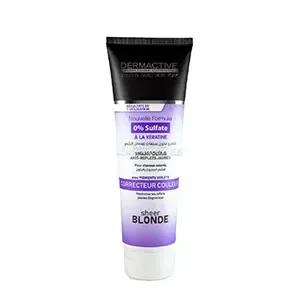 Shampoing anti-reflets jaunes à la kératine sans sulfates pour cheveux colorés, Sheer blonde, Correcteur couleur, Dermactive