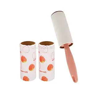 Rouleau à charpie pour chat avec 2 recharges supplémentaires pour ramasser les poils avec motif fraise