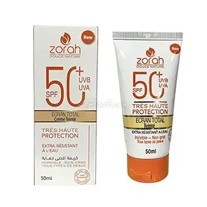 Ecran total teinté pour tous types de peaux, Très haute protection, SPF50+, Zorah, 50ml