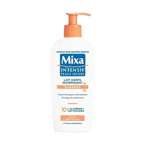 Lait corps nourrissant pour peaux très sèches, 10% Glycérine + lait d'avoine, Surgras, Intensif peaux sèches, Mixa, 250ml