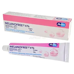 Crème hydratante pour le mélasma, le blanchiment, les cicatrices d'acné et les taches de rousseur, 4℅ hydroquinone, Melanofree, 30g